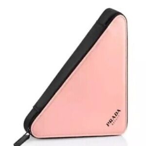 Prada Pink and Black Triangle Beauty Pouch - NWOT